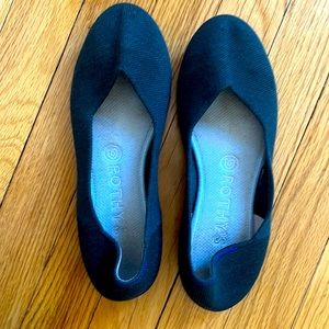 Rothys Merino Wool Flats Ivy Green Shoes Dark Green Blue Halo Round Toe Size 7.5